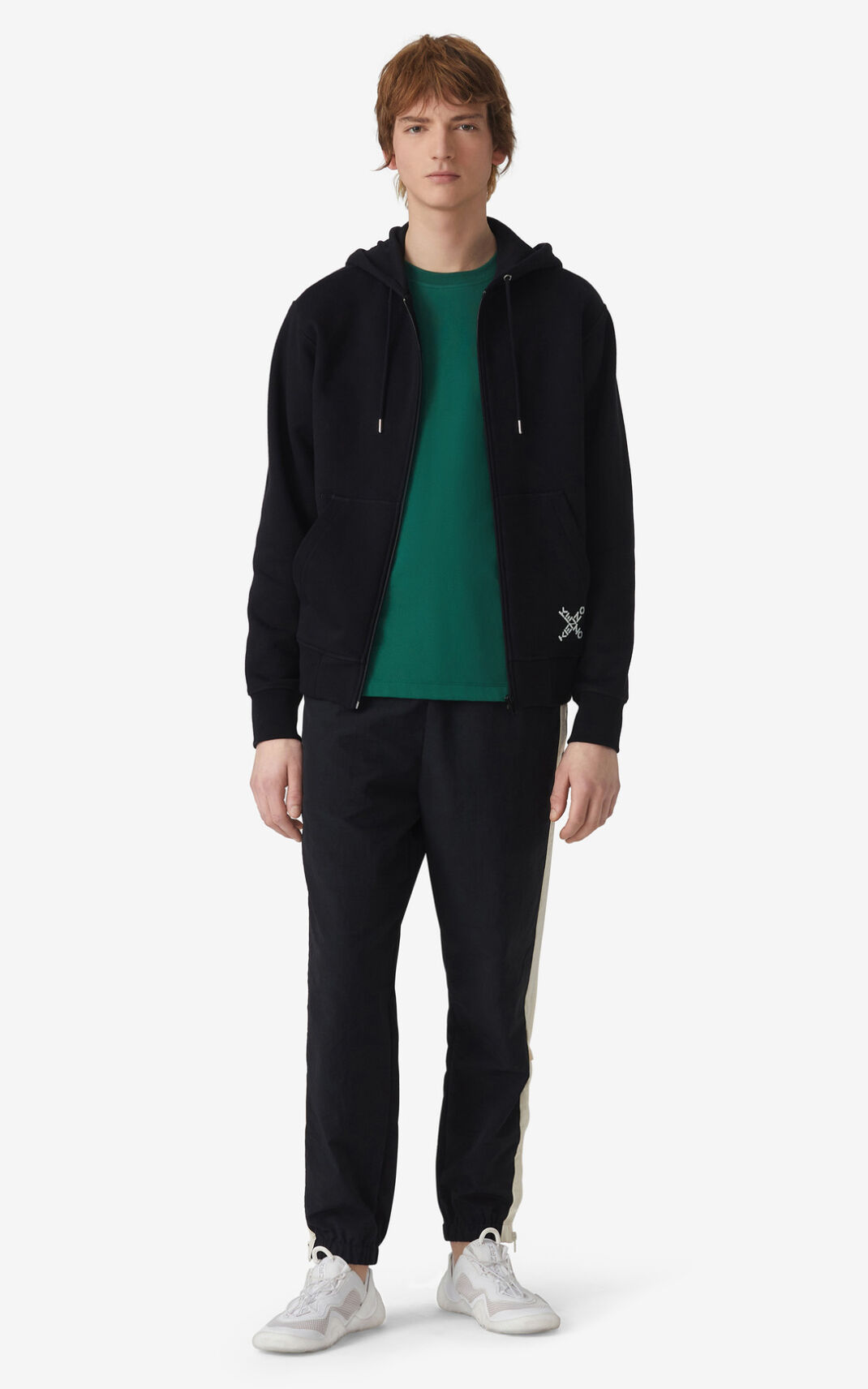 Sweat A Capuche Kenzo Sport Little X zipped Homme Noir | CBFW-69170